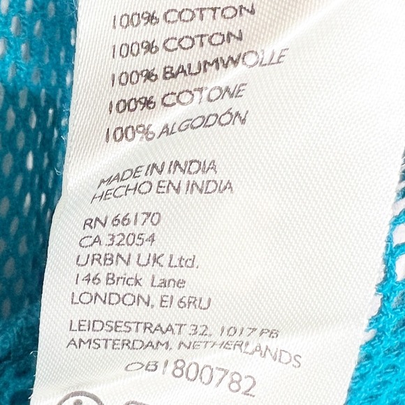 Free People Teal Blue Mesh Button Down Long Sleeve Sheer Cotton Top Size S/P - Picture 8 of 8